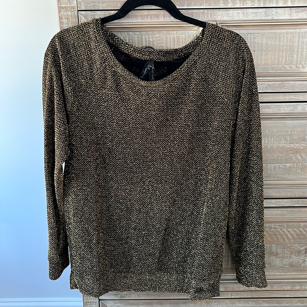 Seven brand gold shimmer long sleeve top